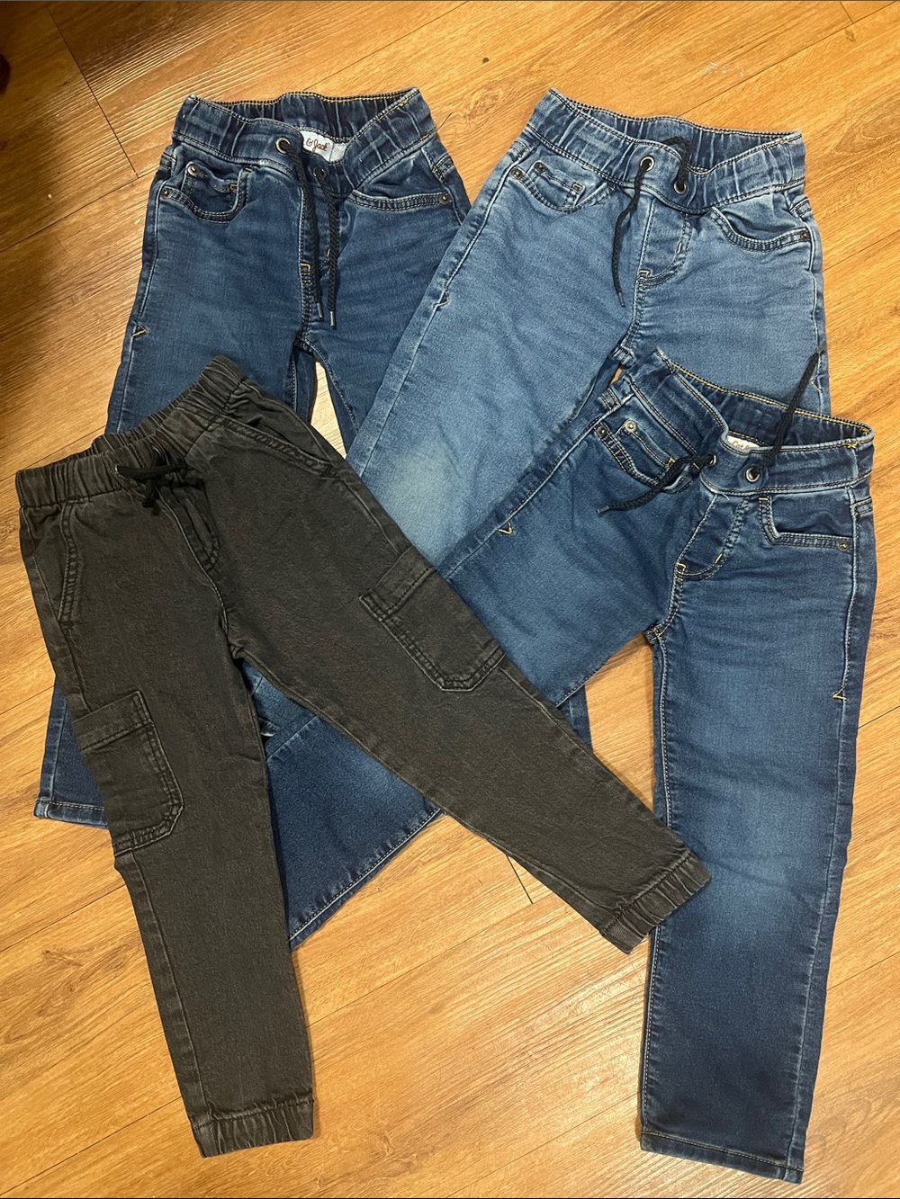 Cat & Jack Boys Denim and Charcoal Jogger Jeans - Blue & Black